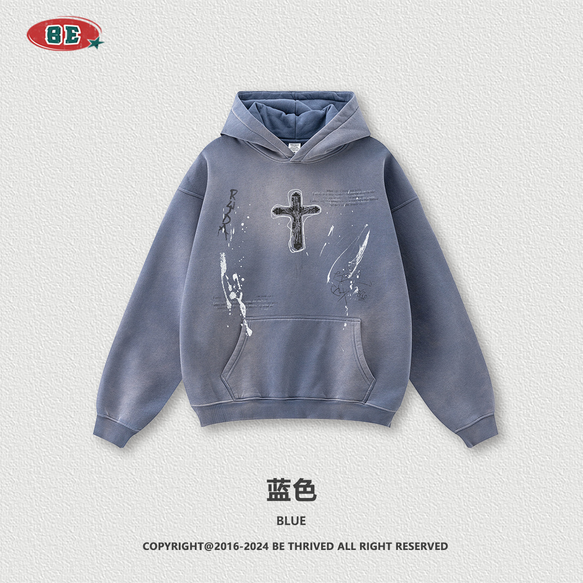 Be Hombres| 2025 otoño americano callejera suelta pintada a mano pareja ropa de moda inns pintado punto chaqueta con capuz para hombre image 7