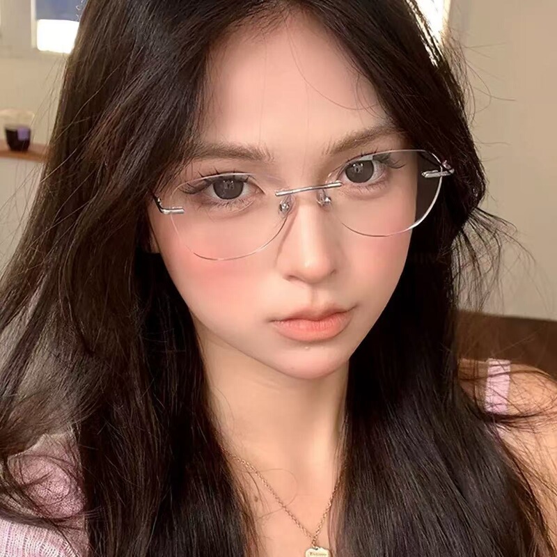 Trendy Influencer-Style Rimless Glasses for Women, Natural Look Versatile Light Luxury Glasses Frame, Blue Light Blocking Glasses, Suitable for Prescription Lenses Trendy Influencer-Style Rimless Glasses for Women, Natural Look Versatile Light Luxury Glasses Frame, Blue Light Blocking Glasses, Suitable for Prescription Lenses