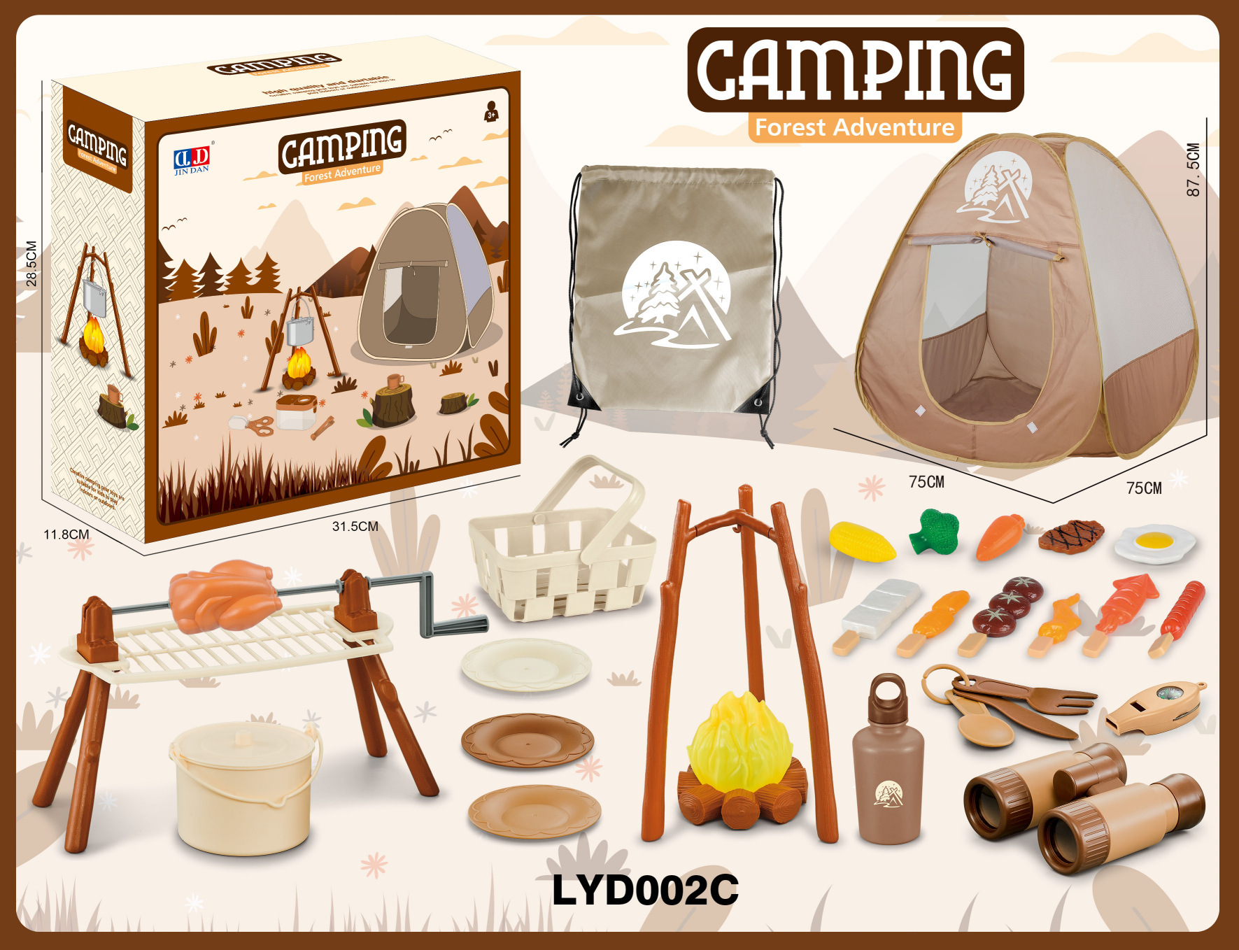 Juego de vajilla educativa para niños, para camping, picnic, con walkie-talkies, utensilios de cocina, para jugar al aire libre.