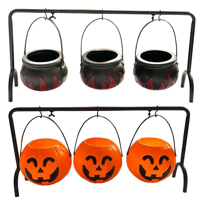ハロウィーン巫婆桶魔女桶装飾パーティー食器桶キャンディー桶カボチャ缶スタンド鉄棚セット|undefined