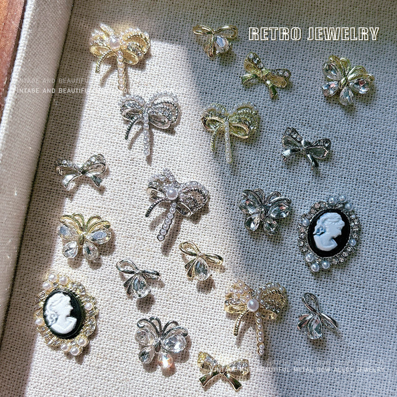 Bow nail jewelry alloy Diamond Baroque retro style beauty head nail butterfly big diamond Net popular Bow nail jewelry alloy Diamond Baroque retro style beauty head nail butterfly big diamond Net popular