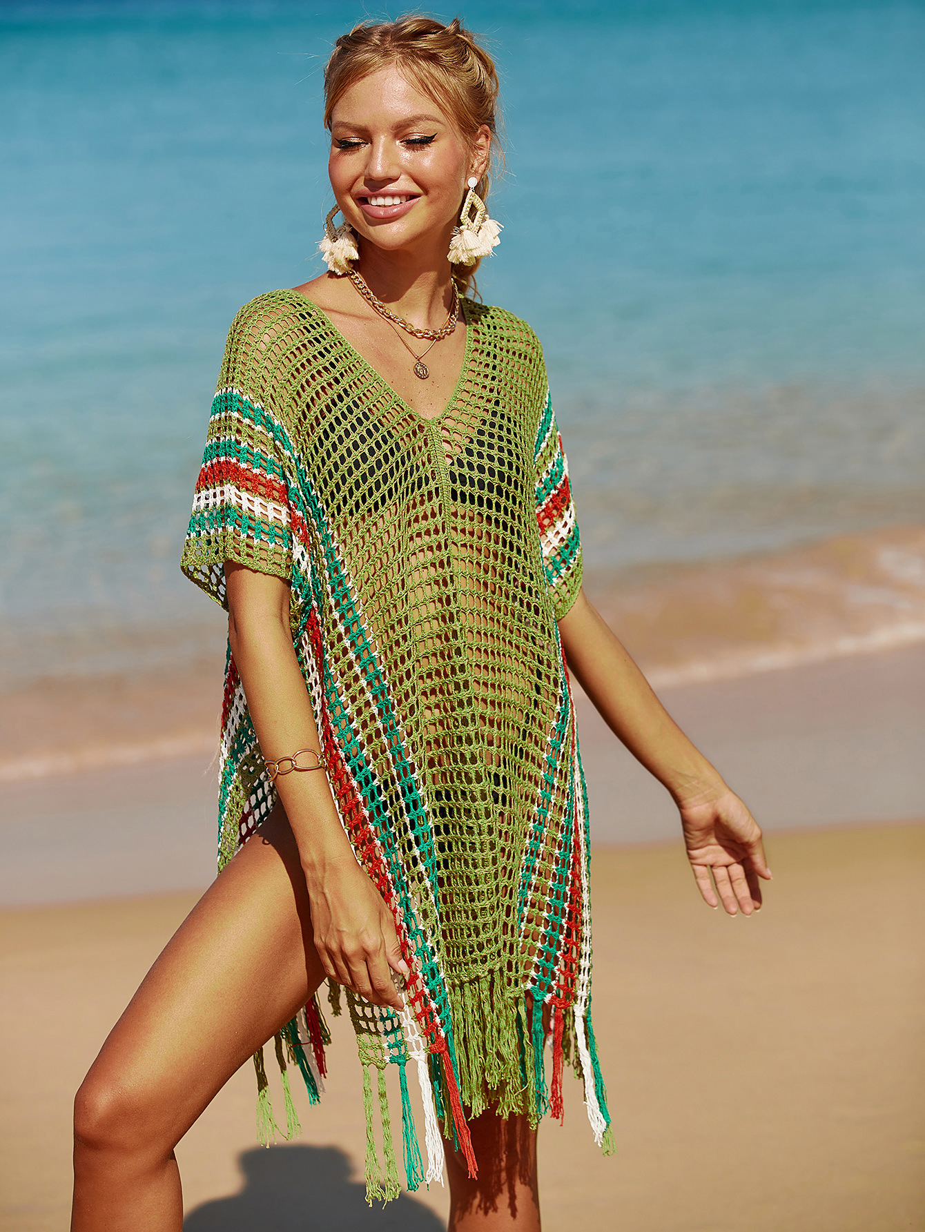 Color Block Pattern Women's Color Block Simple Style Cover Ups