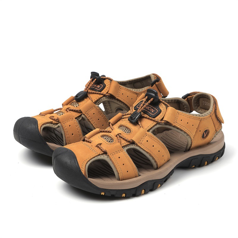 Nuevas sandalias transfronterizas de moda para hombres zapatillas de cuero al aire libre zapatos deportivos casuales transpirables zapatos de playa al por mayor