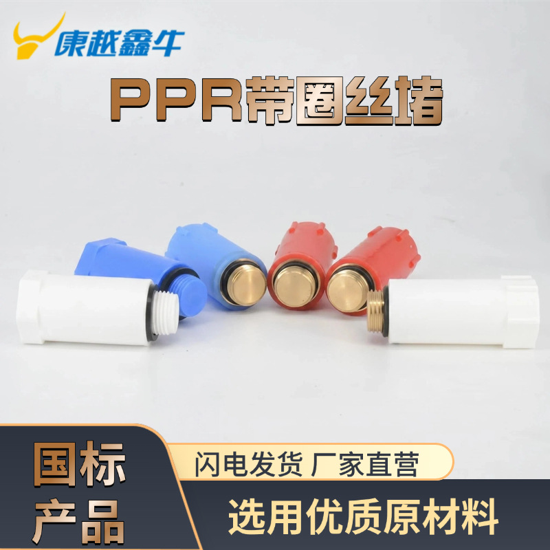 厂家批发PPR管件 带圈丝堵长丝堵管帽堵头 热熔四通接头水管配件