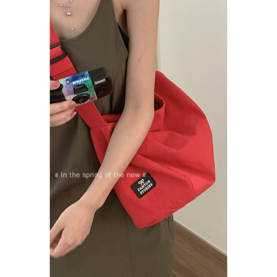 College Style Casual Canvas Bag Women's 2024 New Style Simple Tote Bag All-match Large Capacity Crossbody Bag Pillow Bag