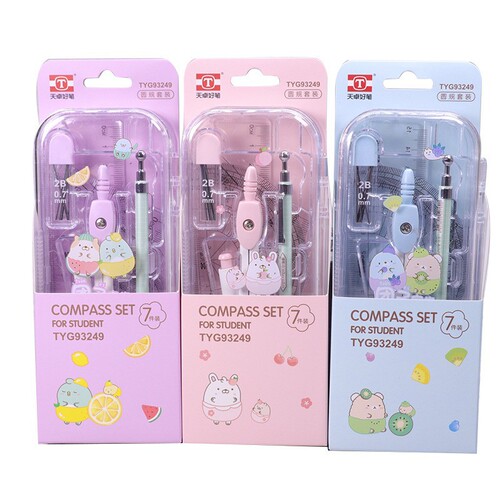 Tianzhuo new 93249 compass cartoon dumpling family mechanical pencil student drawing tool compass set