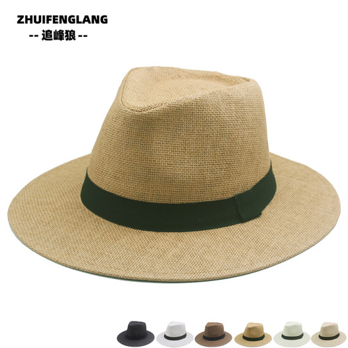 Summer men's wide-brim straw hat sun hat outdoor sun hat women's beach hat foreign trade export Panama hat
