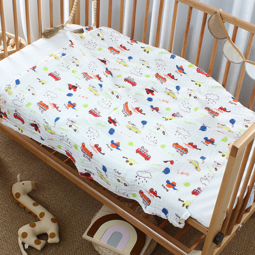 Six-layer washed cotton gauze infant and child bath towel baby blanket cartoon printed towel is absorbent and breathable