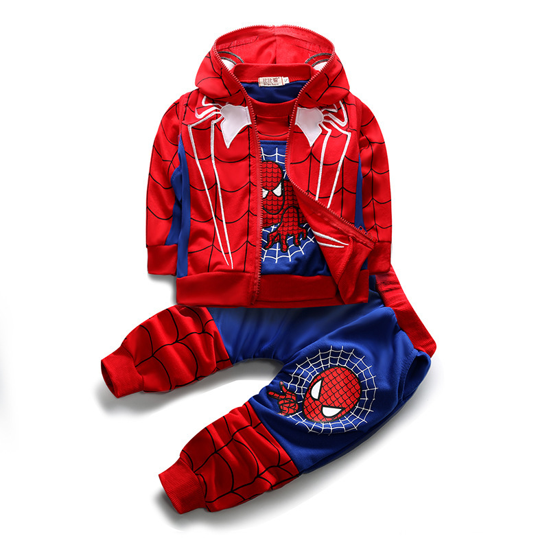 Ropa para niños 2023 primavera nuevos niños Spider-Man conjunto de tres piezas traje casual para niños de comercio exterior