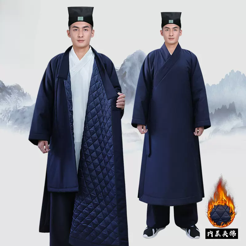 定制冬季道服道士服装男女长袍武当棉衣加棉道袍斜襟三清跨境