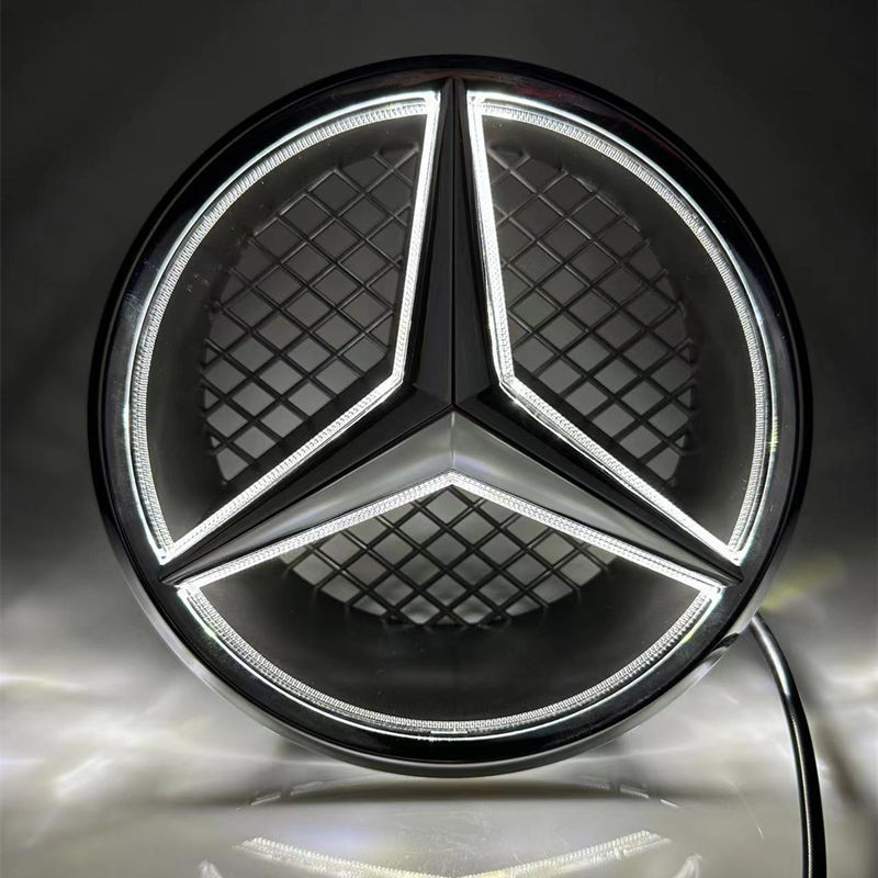 Suitable for Mercedes-Benz modified luminous LED middle net car logo A B C E GLK ML grade solid with light original car logo