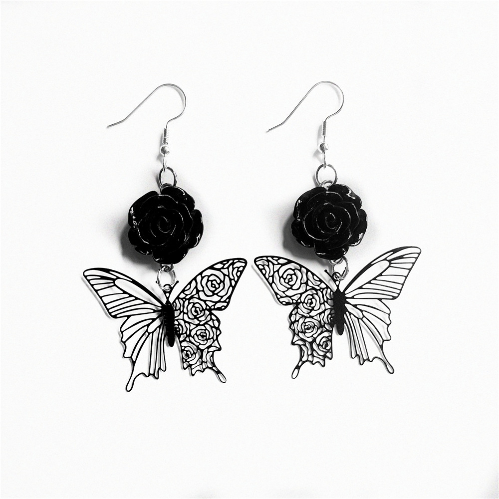 Daily Occasion 1 Pair Casual Retro Cross Flower Butterfly Plating Hollow Out Alloy Drop Earrings