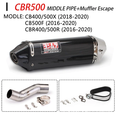 Motorcycle exhaust pipe – Modified Cbr300 Cbr500 500X Series - cbr500-16-20-middle-section-yoshimura-triangle-full-carbon-fiber