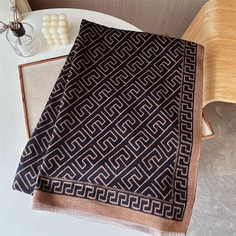 Neuer vielseitiger, einfacher geometrischer doppelseitiger I-Mitation-Kaschmir-Winterwärmer, langer Schal mit Schal und Mantel für_voghion.com