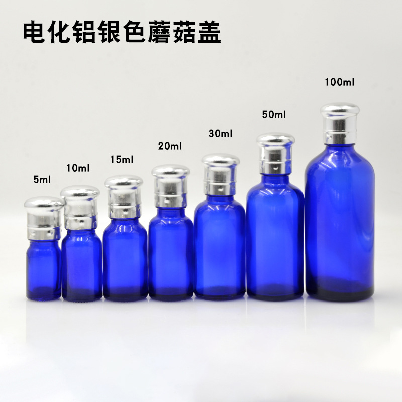 Botella vidrio azul 5 a 100ml con cuentagotas para aceites