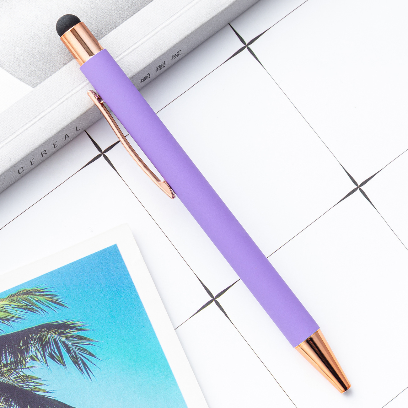 Bolígrafo de movimiento de pulverización al por mayor bolígrafo de bolas de pulverización de pegamento pluma de condensador de presión de logotipo láser pluma de aluminio de pantalla táctil