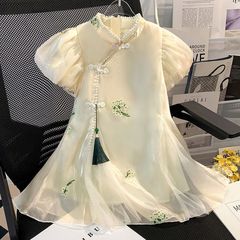 24 Overseas Trade Kids' Clothing: New Arrival Girls' Embroidered Pendant Dress—Children's & Girls' Dandelion-Style Chinese Cheongsam Skirt