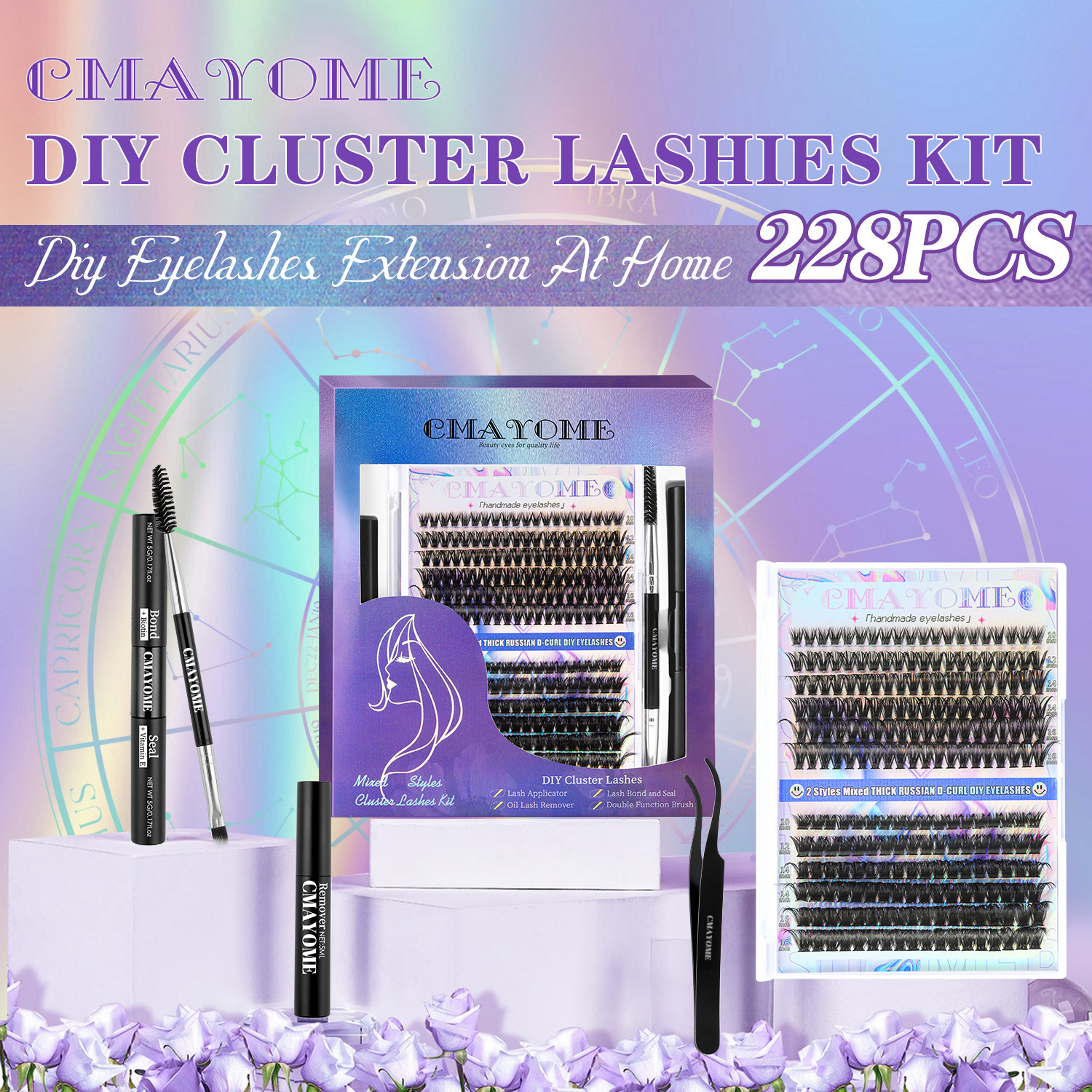 Amazon estilo caliente conjunto de pestañas postizas segmentadas europeas y americanas de un solo grupo de pestañas de injerto de cabello de gran capacidad natural al por mayor