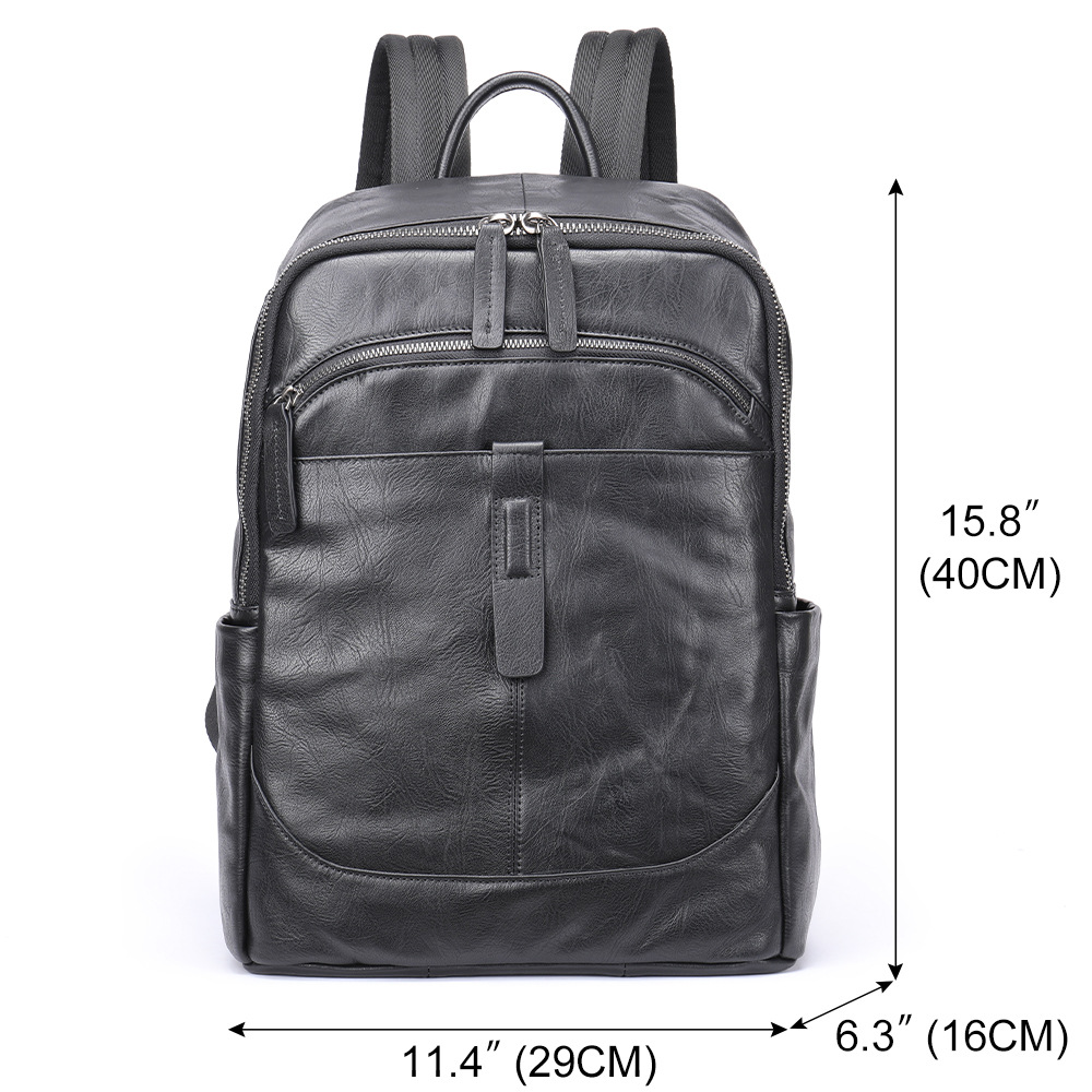 Ba lô da thật nam công sở đựng laptop 15.6 inch, thiết kế đa ngăn dung tích lớn — 9197-đen, 9197-cà phê, 9197-cà phê dầu, 9197-đen ZRS