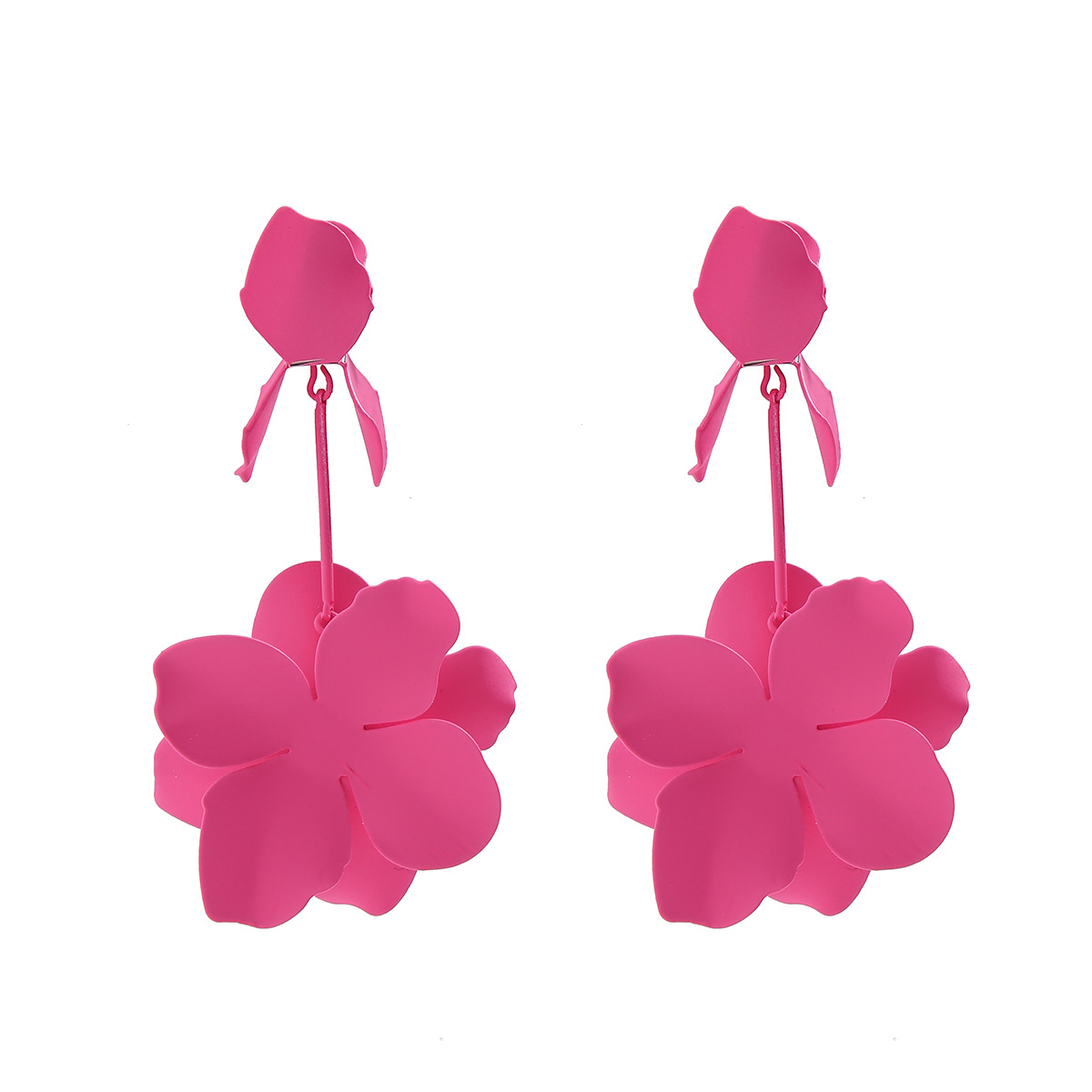 1 Pair IG Style Sweet Flower Spray Paint Stoving Varnish Iron Drop Earrings display picture 31