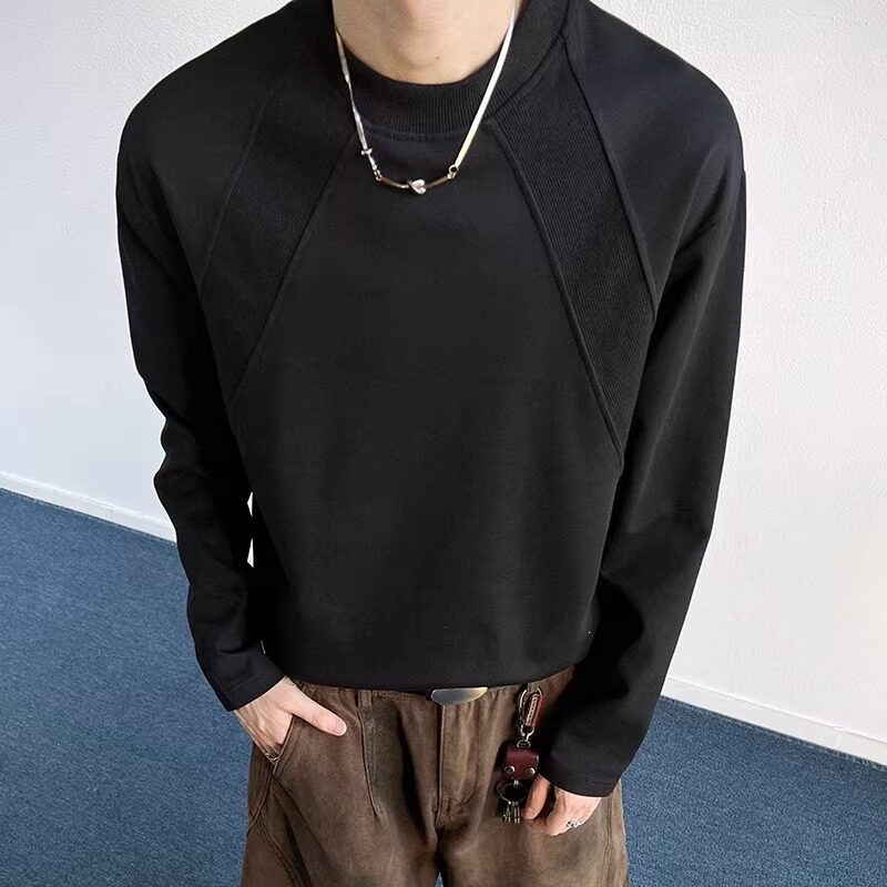 2026 Hot Selling Men's Preppy Style Rogue Mamba Cotton Spring Deconstructed Patchwork Long-Sleeve T-Shirt