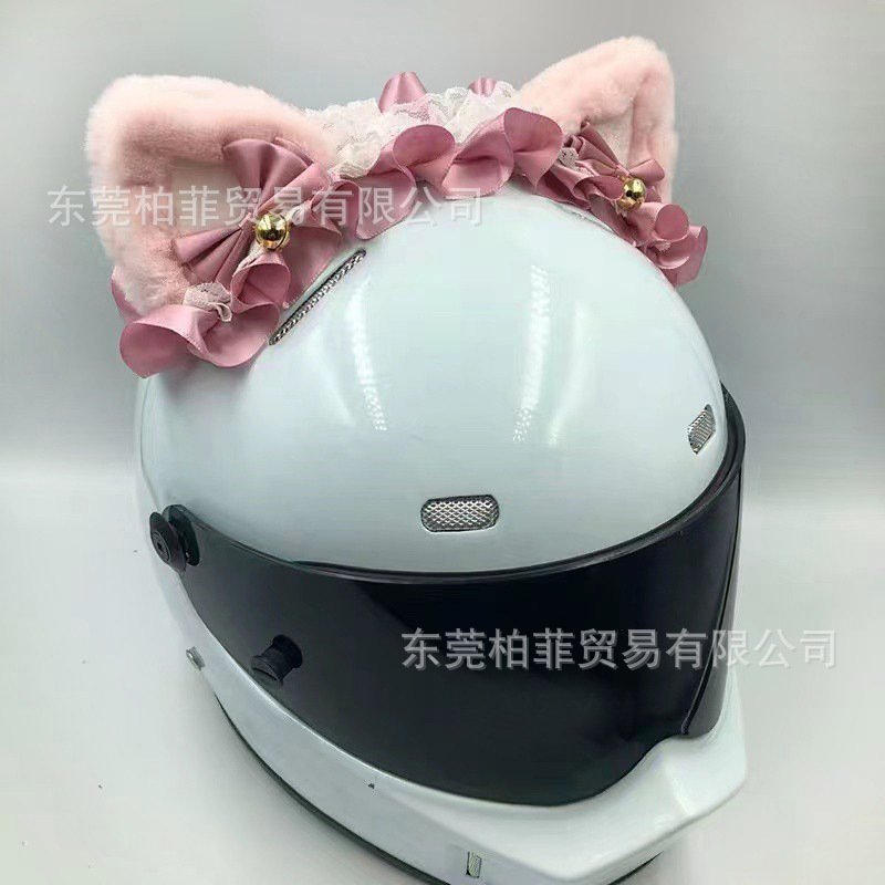 봉제 고양이 귀 헬멧 장식 귀여운 오토바이 전기 자동차 액세서리 코스프레 플러시 고양이