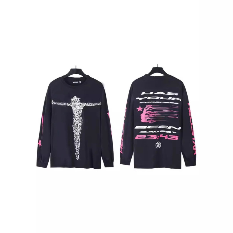 地獄星アメリカ長袖tシャツ男性ins街頭ファッションブランド上着秋冬ゆるいカジュアル綿シャツ|undefined
