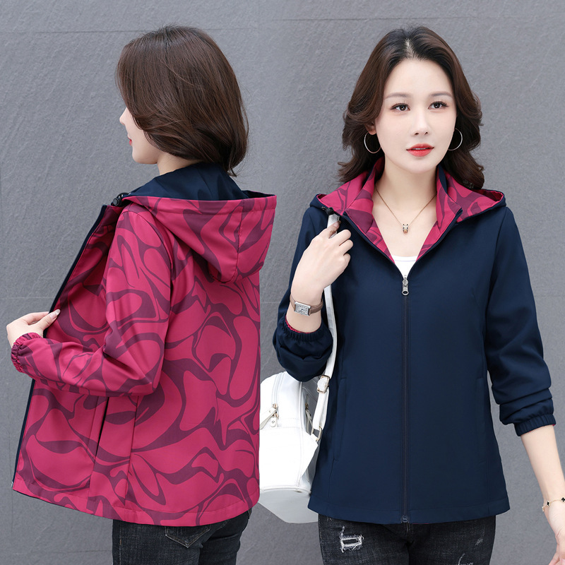 Double-sided detachable travel windproof spring jacket with hood
