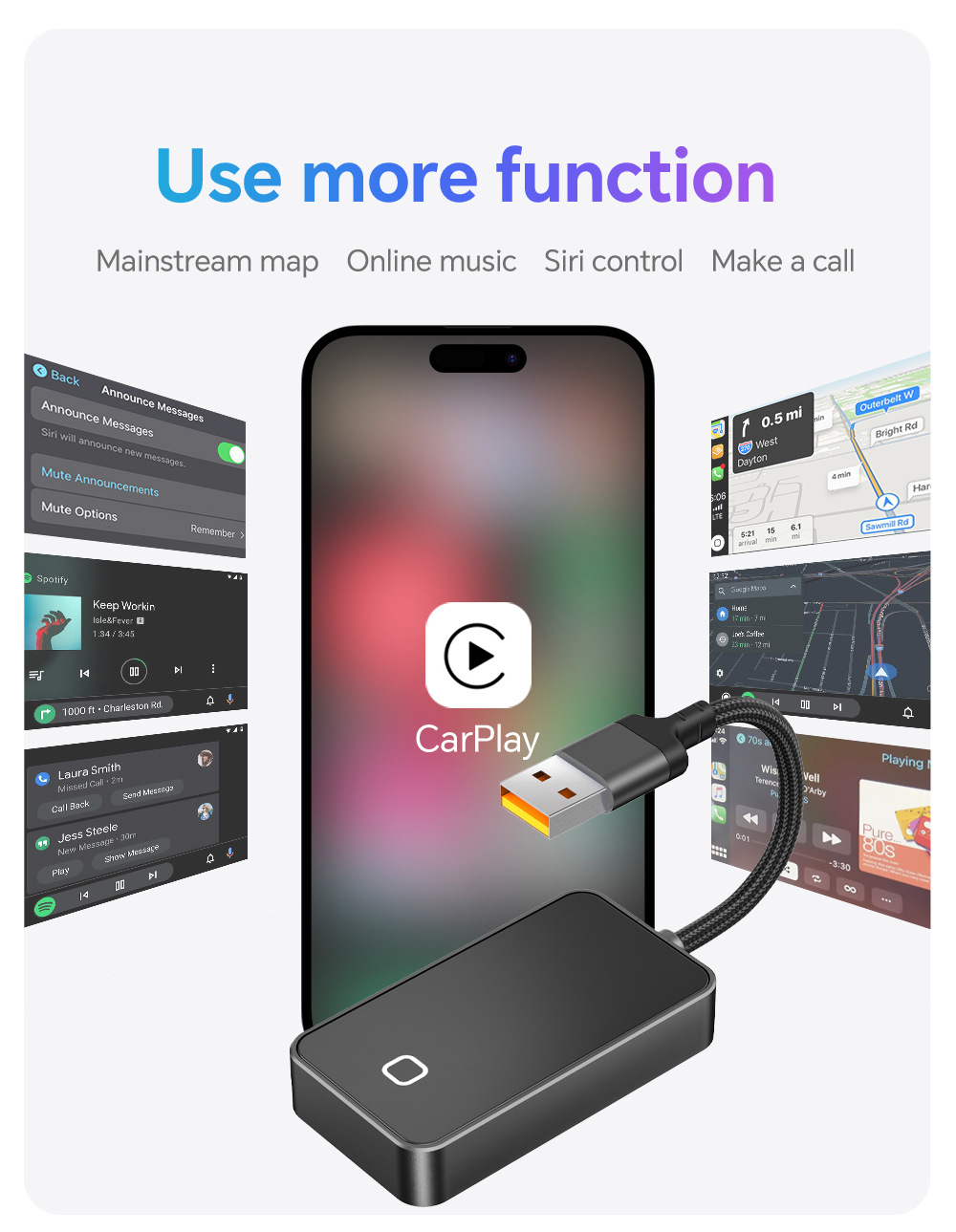 2-in-1 Wireless Carplay/Android Auto Adapter for Car-Machine Connectivity, Wired to Wireless Box, Cross-Border