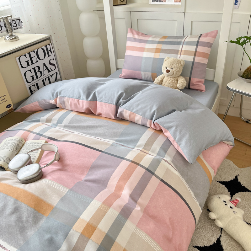 Ropa de cama de tres piezas de algodón para dormitorio de estudiantes, sábana de algodón 100%, funda de edredón, funda de edredón de algodón individual, sábana nueva