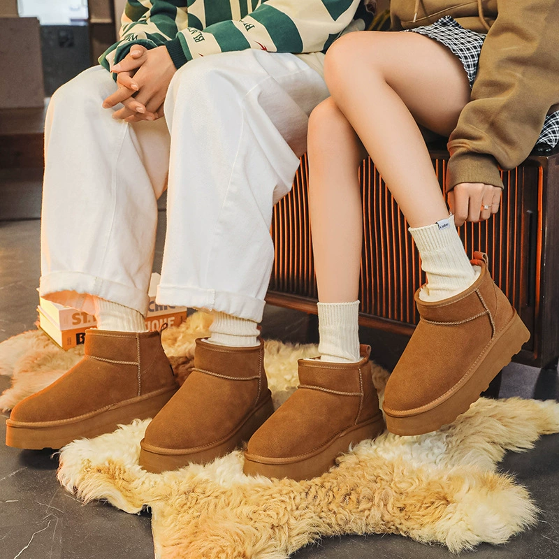 Зимние сапоги средней помощи онлайн, красные любовники, зимний коровий бархат, непромокаемая кожаная одношаговая Толстая бархатная Теплая мужская обувь