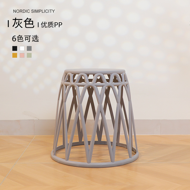 Moderno minimalista nórdico redondo taburete engrosada silla hogar adulto ocio silla de plástico respaldo taburete ligero apilamiento