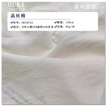 混纺晶丝棉 人棉尼龙涤微透衬衫面料 亲肤透气垂感梭织面料 现货