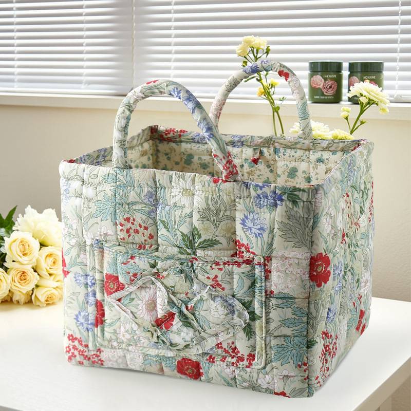 ホームファブリック収納袋日本の花バッグニュースバッグポータブル田舎かわいい花ホーム収納雑貨バスケット|undefined