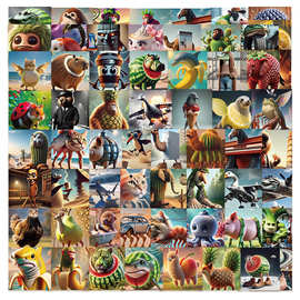 62张外国山海经贴纸可爱diy手机壳行李箱笔记本电脑手账装饰贴画