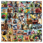 62张外国山海经贴纸可爱diy手机壳行李箱笔记本电脑手账装饰贴画