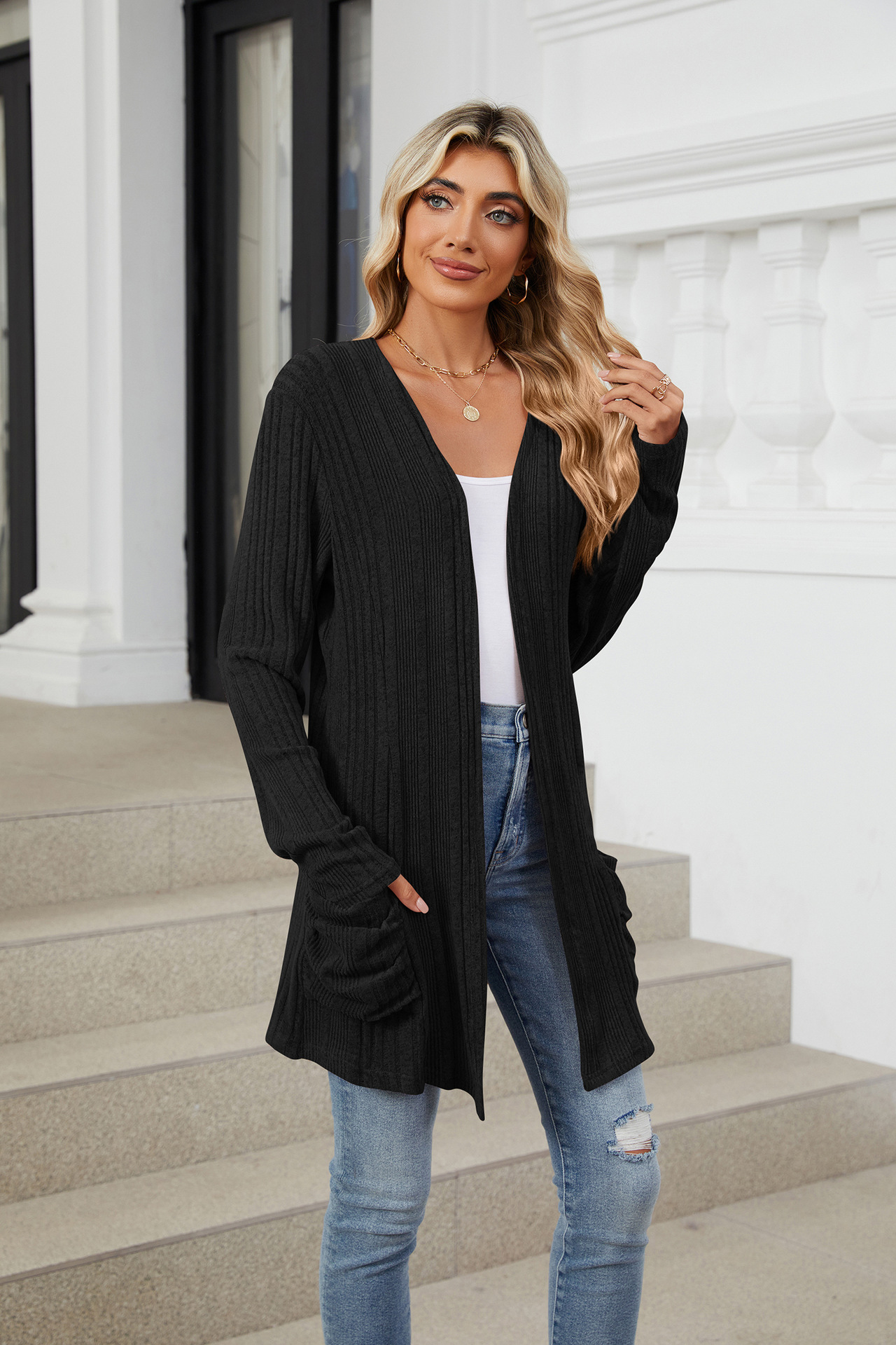 490g Weight Long Sleeve Sleeve Length Placket Placket Type Regular Sleeve Sleeve Type Nylon, Spandex, Polyester Fabric Type Long Top Length Cardigan Tops Type Holiday, Daily Occasion Collarless Neckline Regular Fit Fit Type Solid Color Pattern Winter, Autumn Season Women's Gender Casual, Elegant Style Wholesale Women's Casual Elegant Solid Color Long Sleeve Sweaters & Cardigans 52
