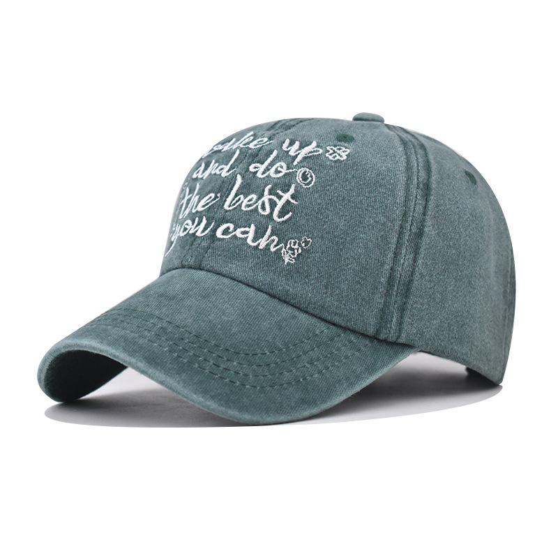 Lavado transfronterizo para hacer viejas letras pequeñas inglesas bordadas sombrero de béisbol masculino y masculino de cuatro estaciones sombrero de vaquero clásico simple lengua de pato