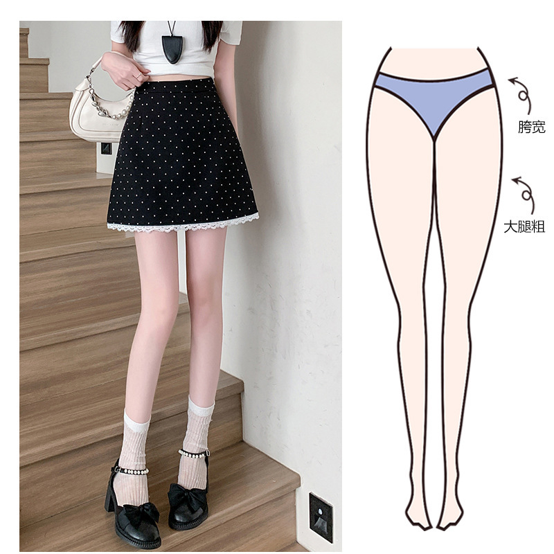西装波点半身裙女2025新款春装蕾丝短裙A字裙高腰包臀裙半裙裙子