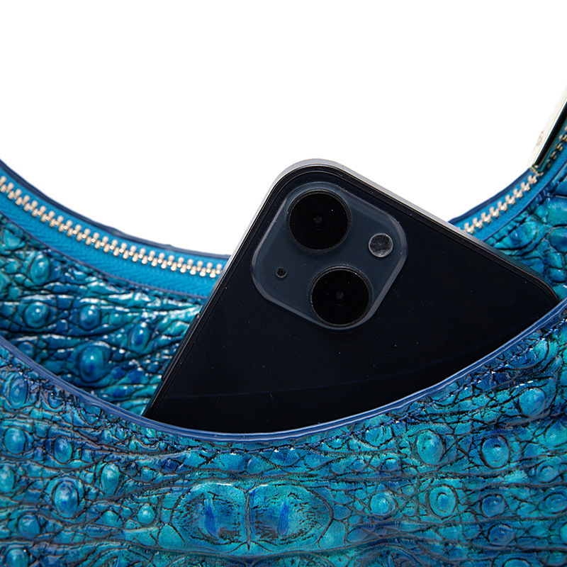 Nova usnjena torba za čez ramo z vzorcem krokodilov iz brahmanskega usnja, ki nosi pod pazduho ženske, Dou Kuai, organizacija za prenos v živo_voghion.com