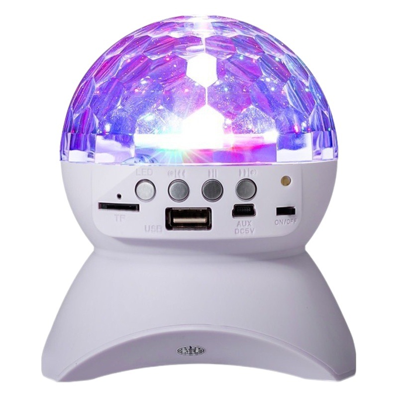 Bola mágica LED 360° con audio Bluetooth, luz de discoteca giratoria multicolor para ambiente y escenario