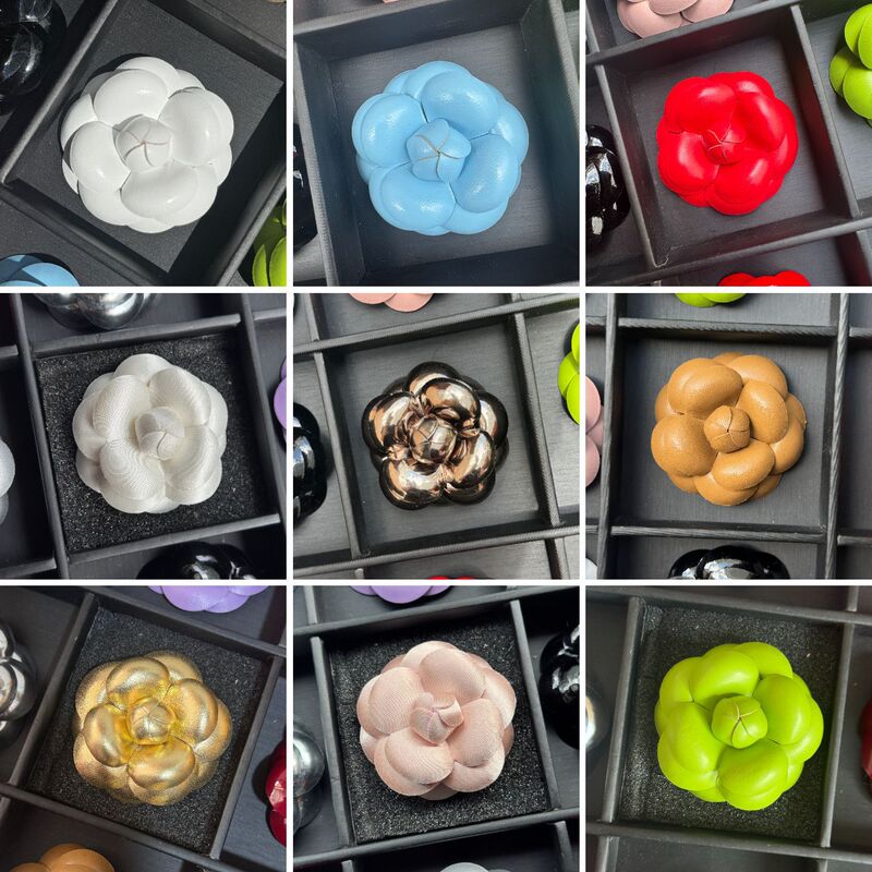 Full 6.1cm high-end thick silk super-shaped flowers camellia small fragrant flower jewelry bottom with brooch clip buckle