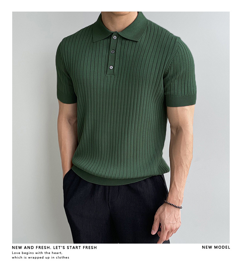 Polo slim fit da uomo – t-shirt in maglia estiva stile coreano_voghion.com