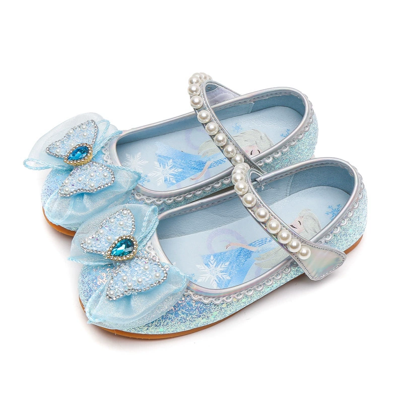Children's shiny shoes for princess, jewelry from pearl, footwear for leather shoes, autumn, trend of season, soft sole