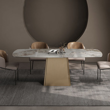 岩板餐桌长方形家用小户型轻奢2022新款广东佛山依诺潘多拉亮光