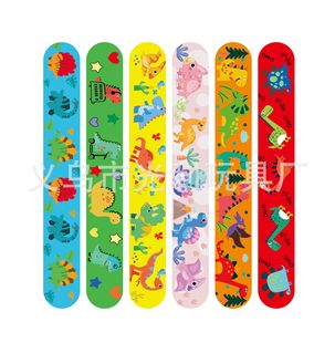 New Dinosaur Print Cartoon PVC Snap Ring Animal Theme Party Pat Bracelet Supply