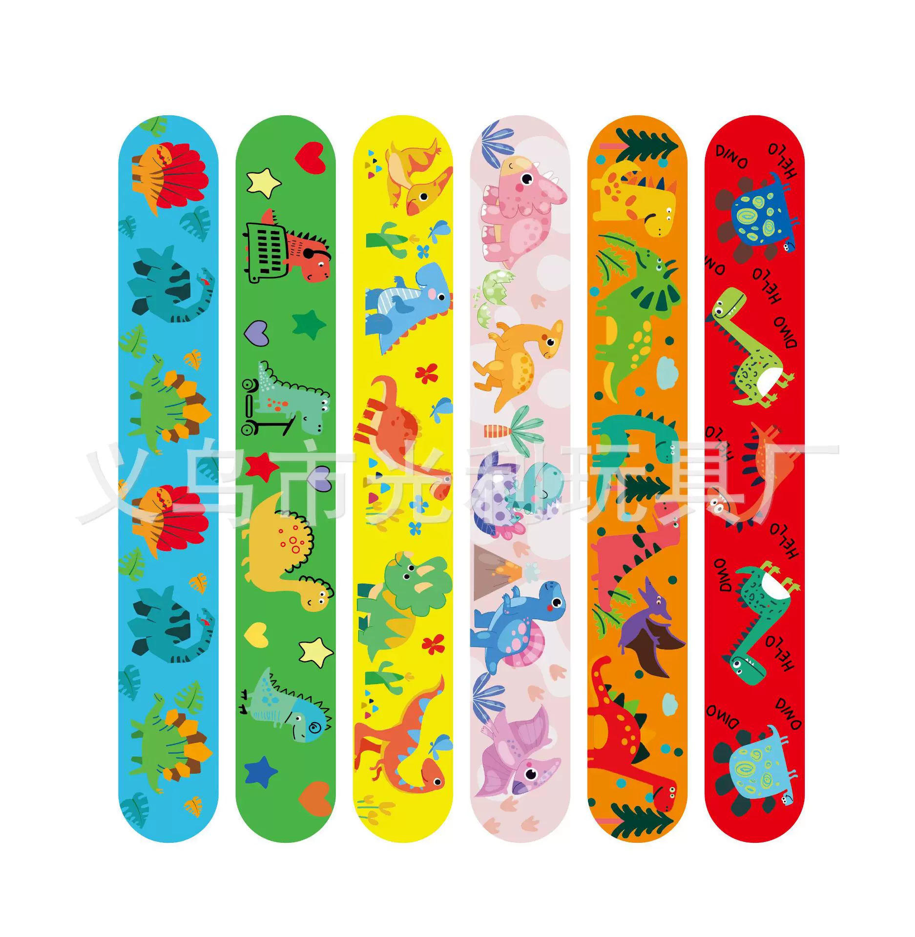 新款恐龙印花卡通PVC啪啪圈动物主题派对拍拍手环货源