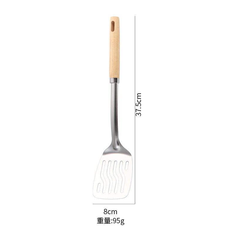 厚いステンレスの木の取っ手の家庭用台所の調理器具の8セットの料理の炒め物の鍋のシャベルのスプーンのシャベルのスプーンのセット|undefined