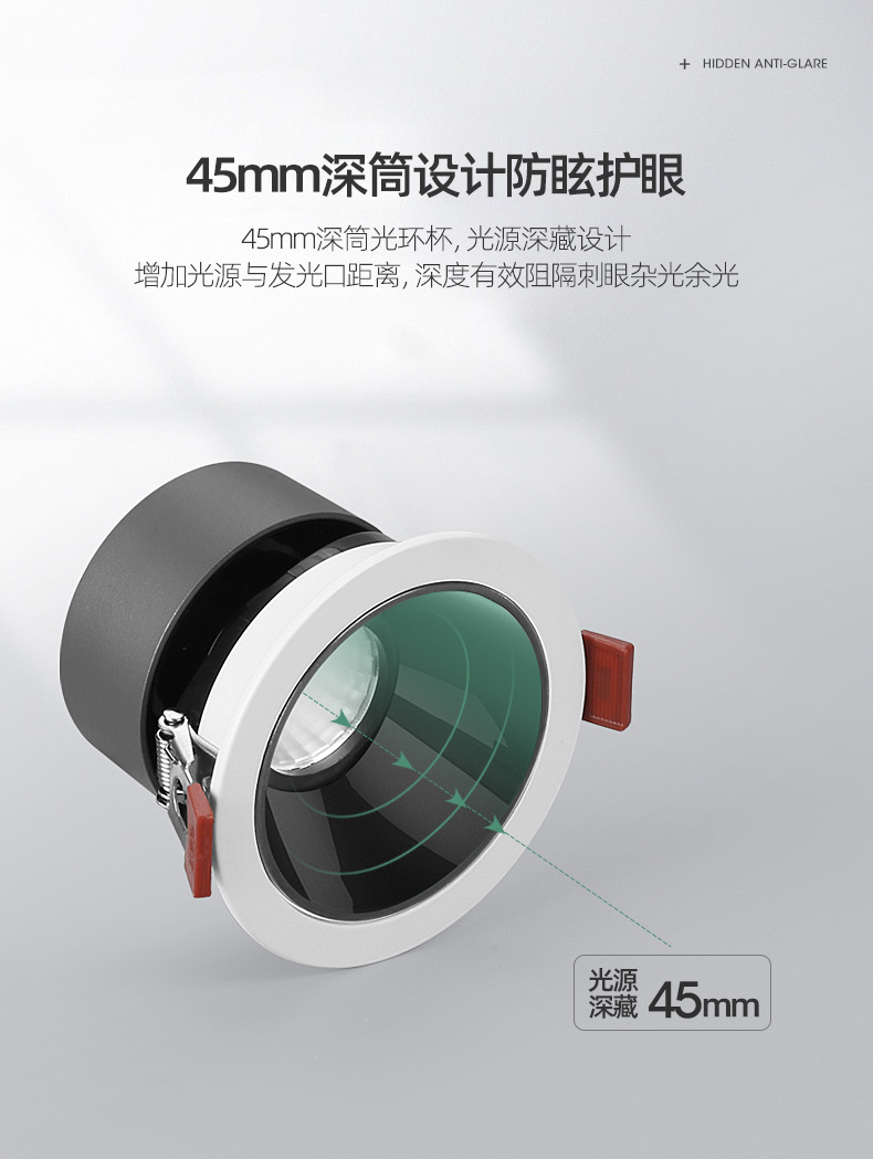 Black and White 7W surface diameter 100 opening 75-9