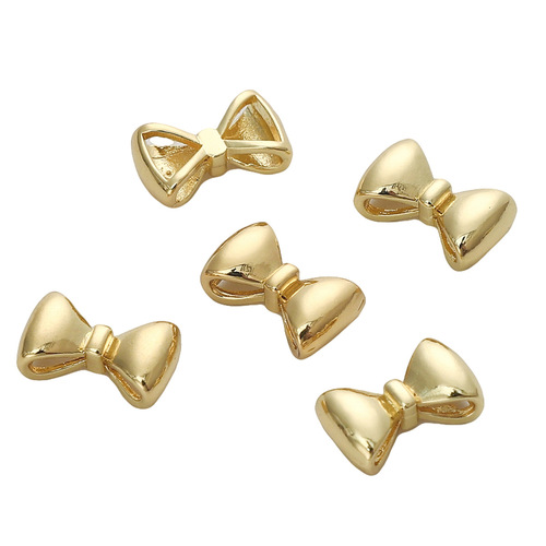 Color-Keeping 14K Gold Plated Copper Smooth Butterfly Knot Separating Bead Bracelet Necklace DIY Craft Material Accessory Wholesale